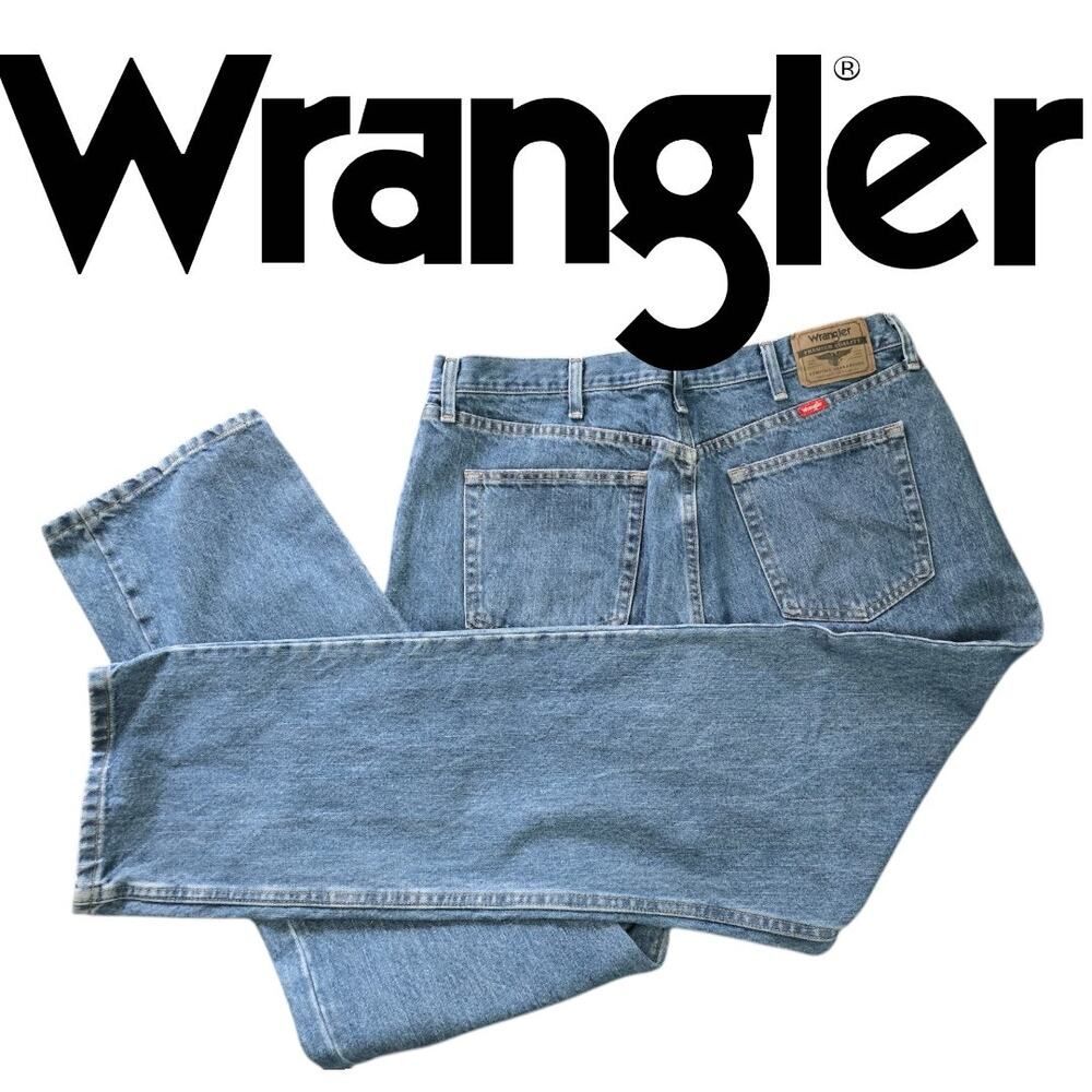 Wrangler Regular Fit Jeans Mens 38x40 Blue Denim Straight Leg Classic - Picture 3 of 6